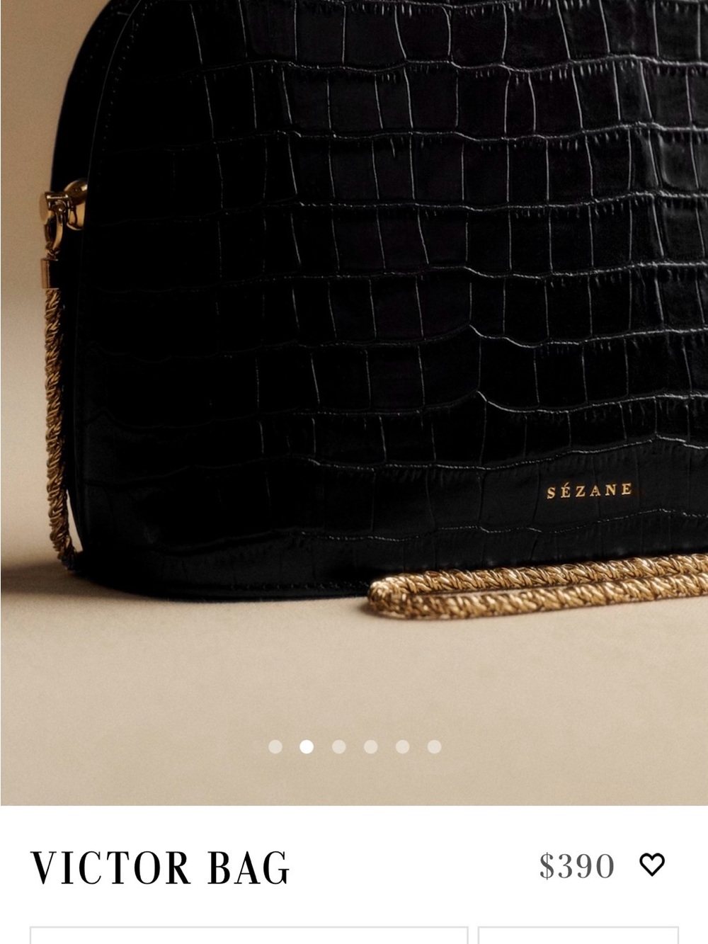 Sézane Victor Bag Black Crocodile Embossed Leather Crossbody - Picture 2 of 8